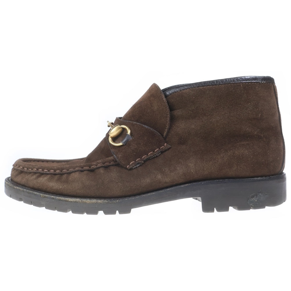 GUCCI(グッチ) スエードレザー ホースビット レースアップ チャッカブーツ レディース ブラウン 0067 114