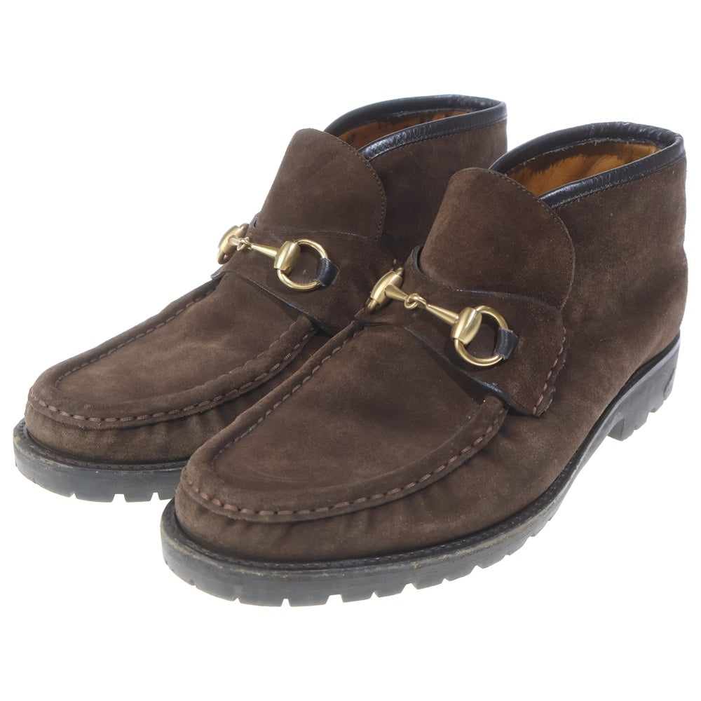 GUCCI(グッチ) スエードレザー ホースビット レースアップ チャッカブーツ レディース ブラウン 0067 114