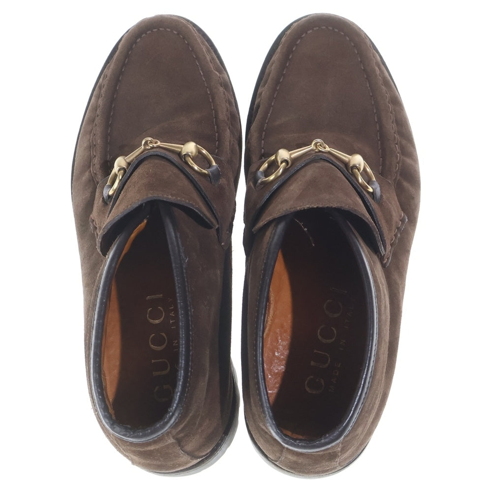 GUCCI(グッチ) スエードレザー ホースビット レースアップ チャッカブーツ レディース ブラウン 0067 114