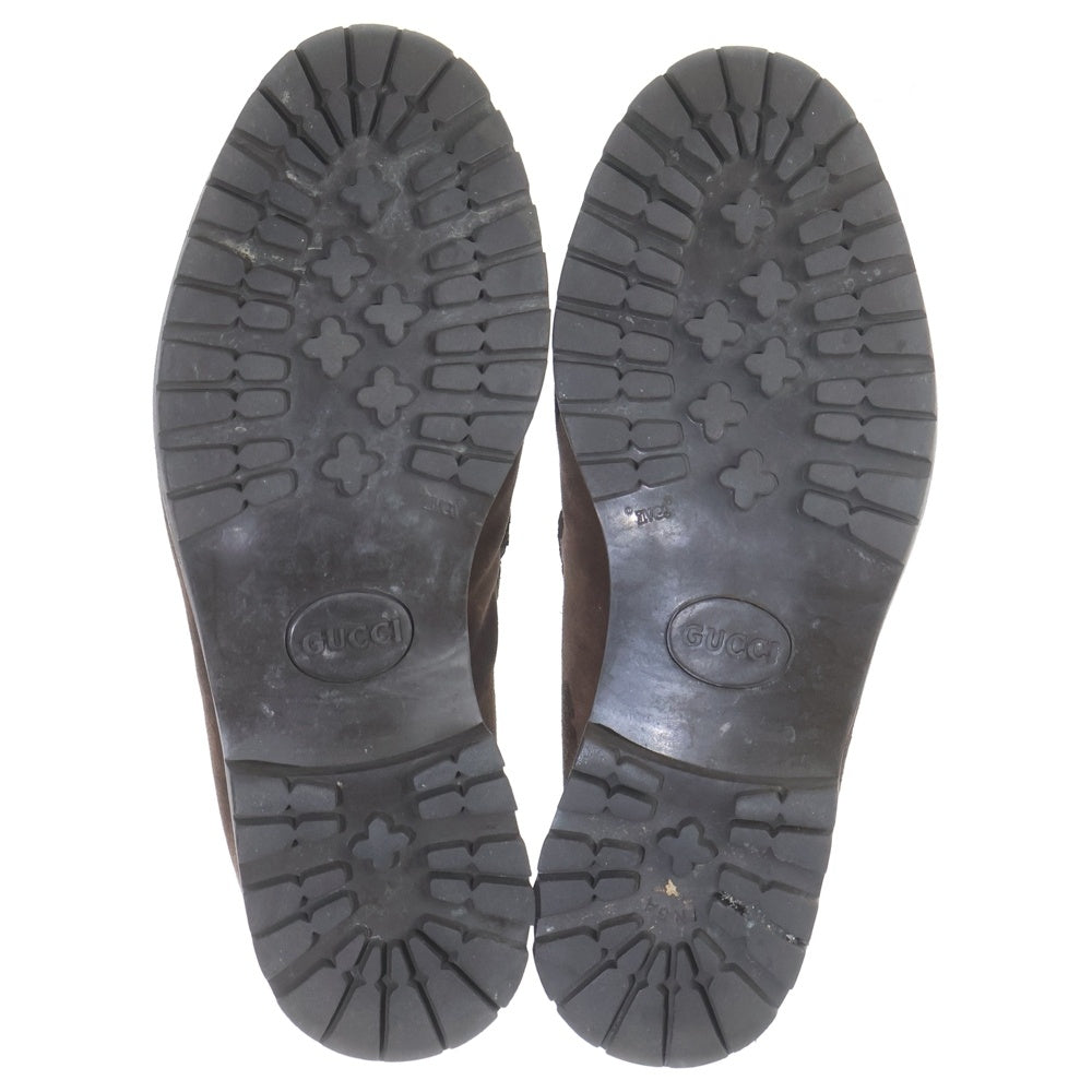 GUCCI(グッチ) スエードレザー ホースビット レースアップ チャッカブーツ レディース ブラウン 0067 114