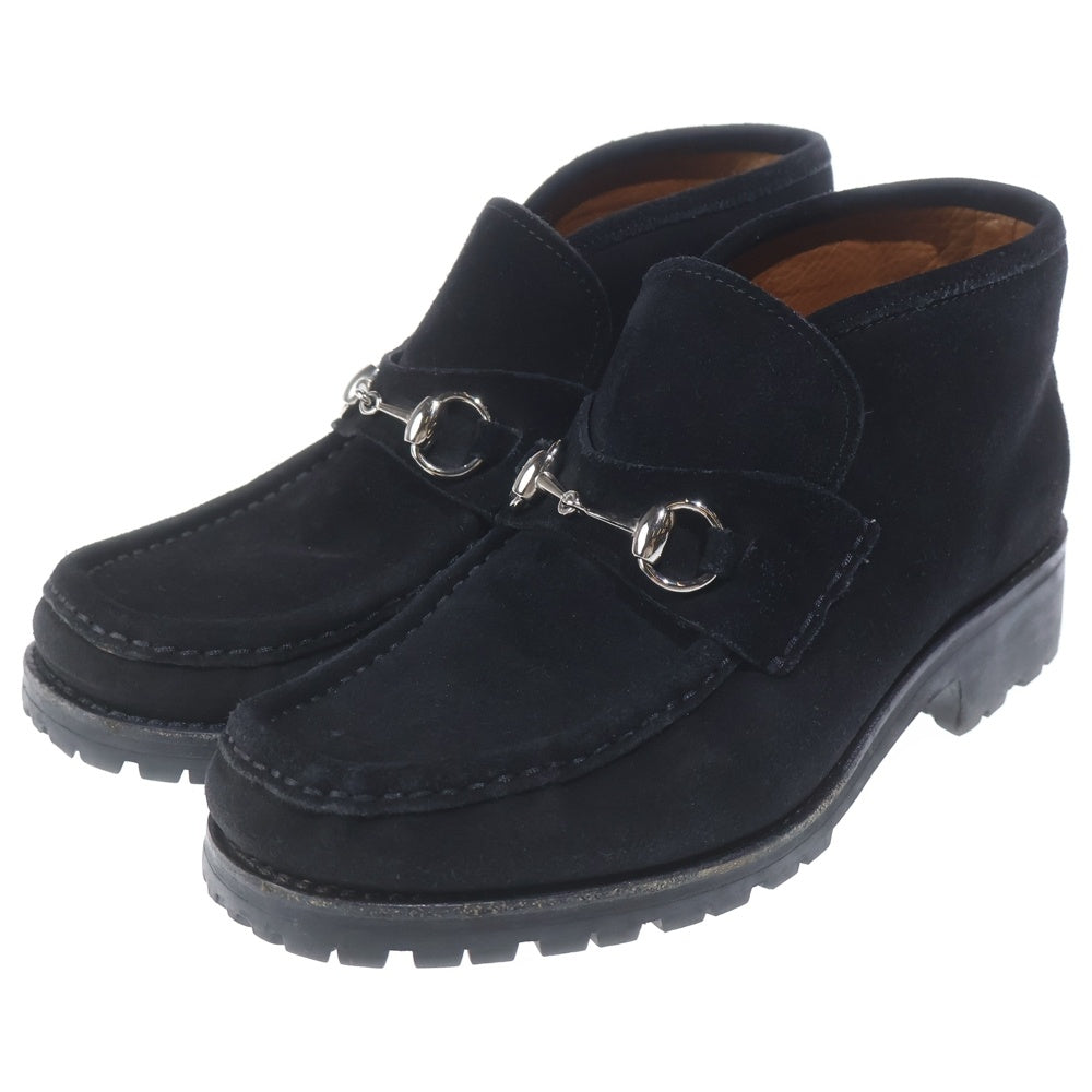 GUCCI(グッチ) スエードレザー ホースビット レースアップ チャッカブーツ レディース ブラック 0067 114