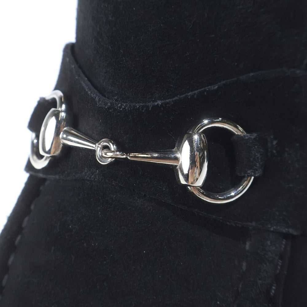 GUCCI(グッチ) スエードレザー ホースビット レースアップ チャッカブーツ レディース ブラック 0067 114