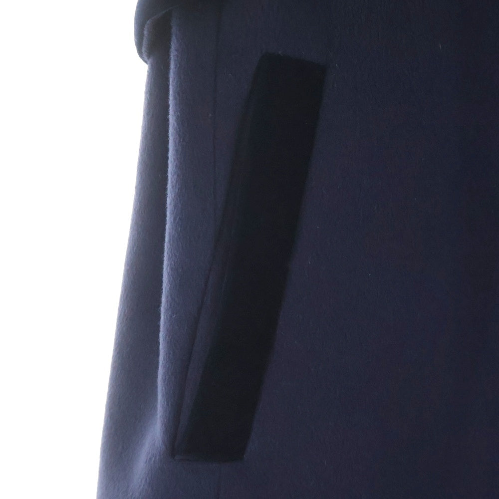 Max Mara(マックスマーラ) ミンクファーカラー ボタンアップ ノーベント ウール ロングコート ネイビー レディース 608605836 00