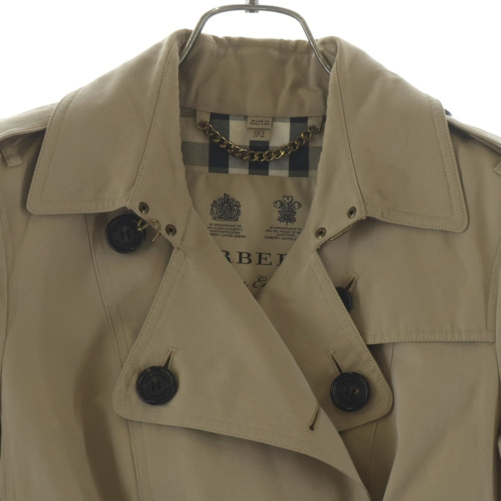 BURBERRY(バーバリー) THE SANDRINGHAM GBBURLIMCAS サンドリンガム 裏地ノバチェック エポレット ダブルボタン ロング トレンチコート ベージュ レディース 3900455