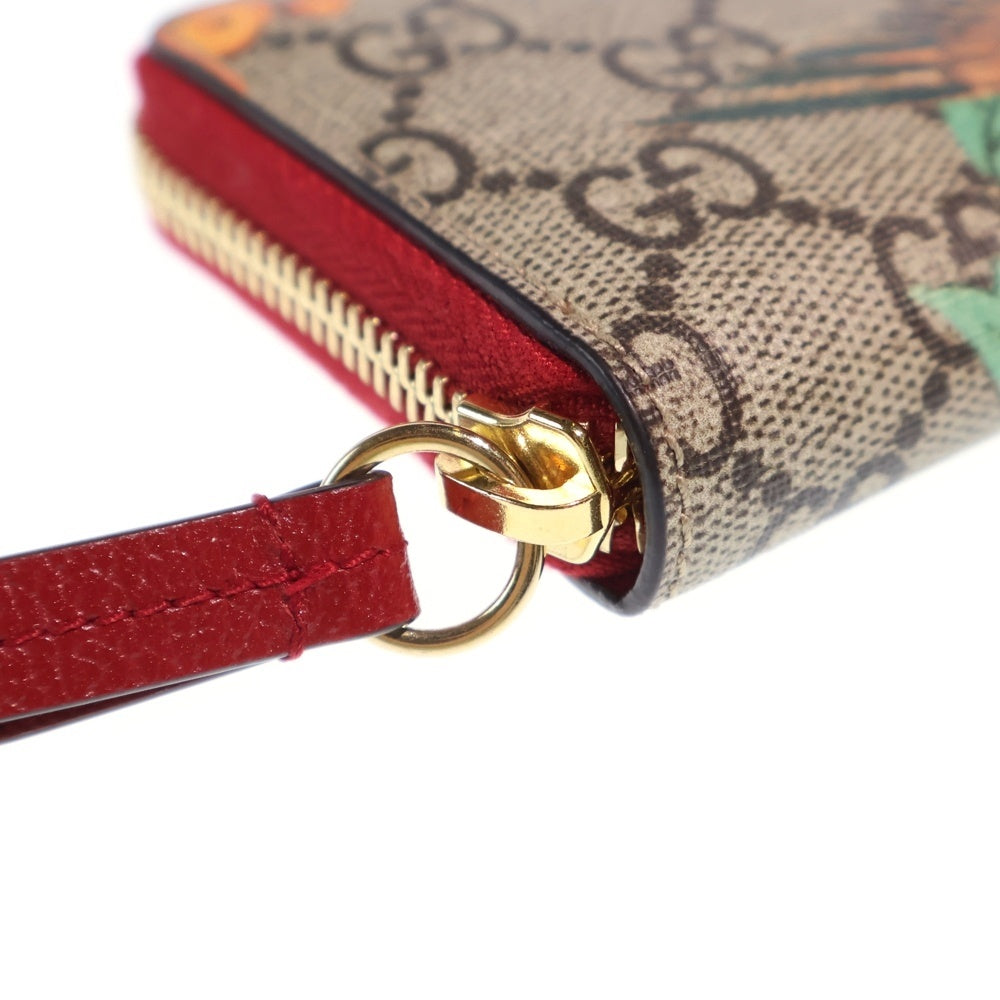 GUCCI(グッチ) GGスプリーム グッチティアン ラウンドファスナ レザーコインケース 財布 ベージュ/レッド 424897 534563 レディース
