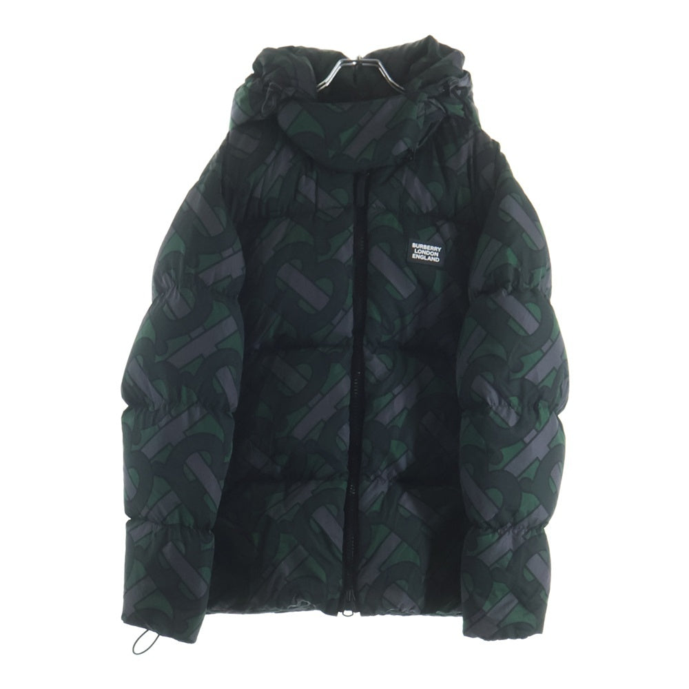 BURBERRY LONDON(バーバリーロンドン) TBモノグラム総柄 フーデッド ダウンジャケット グリーン/グレー 8025909