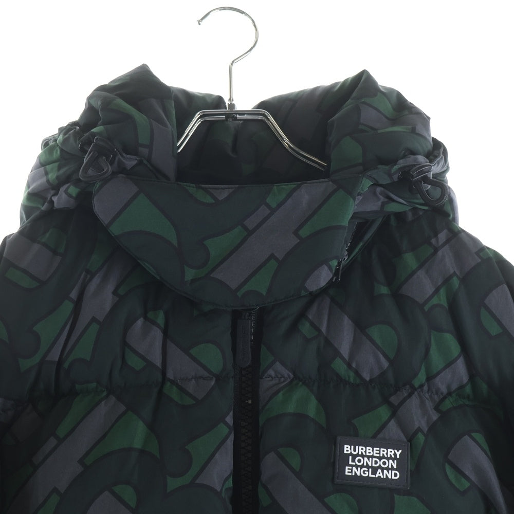 BURBERRY LONDON(バーバリーロンドン) TBモノグラム総柄 フーデッド ダウンジャケット グリーン/グレー 8025909