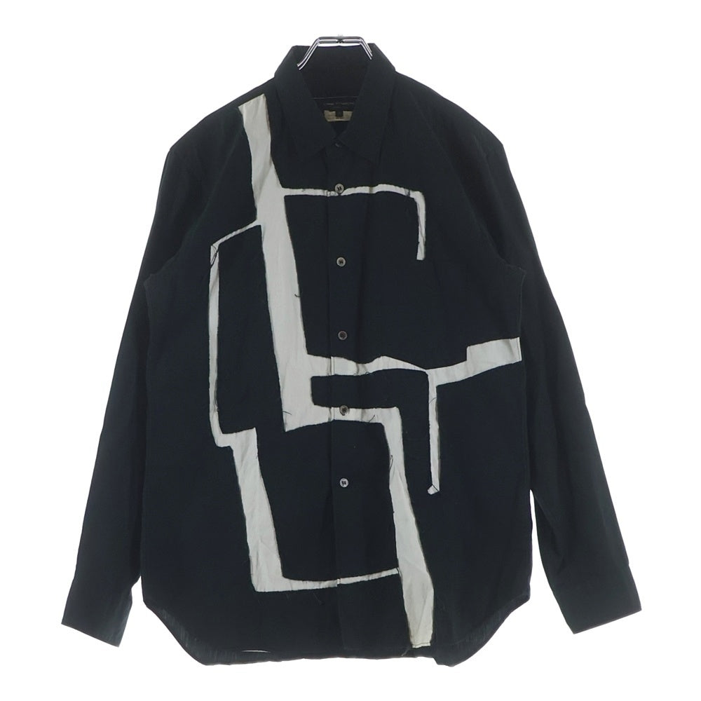 COMME des GARCONS HOMME PLUS(コムデギャルソンオムプリュス) 08AW AD2008 バックワッペン カットオフデザイン コットン 長袖シャツ ブラック PB-B004