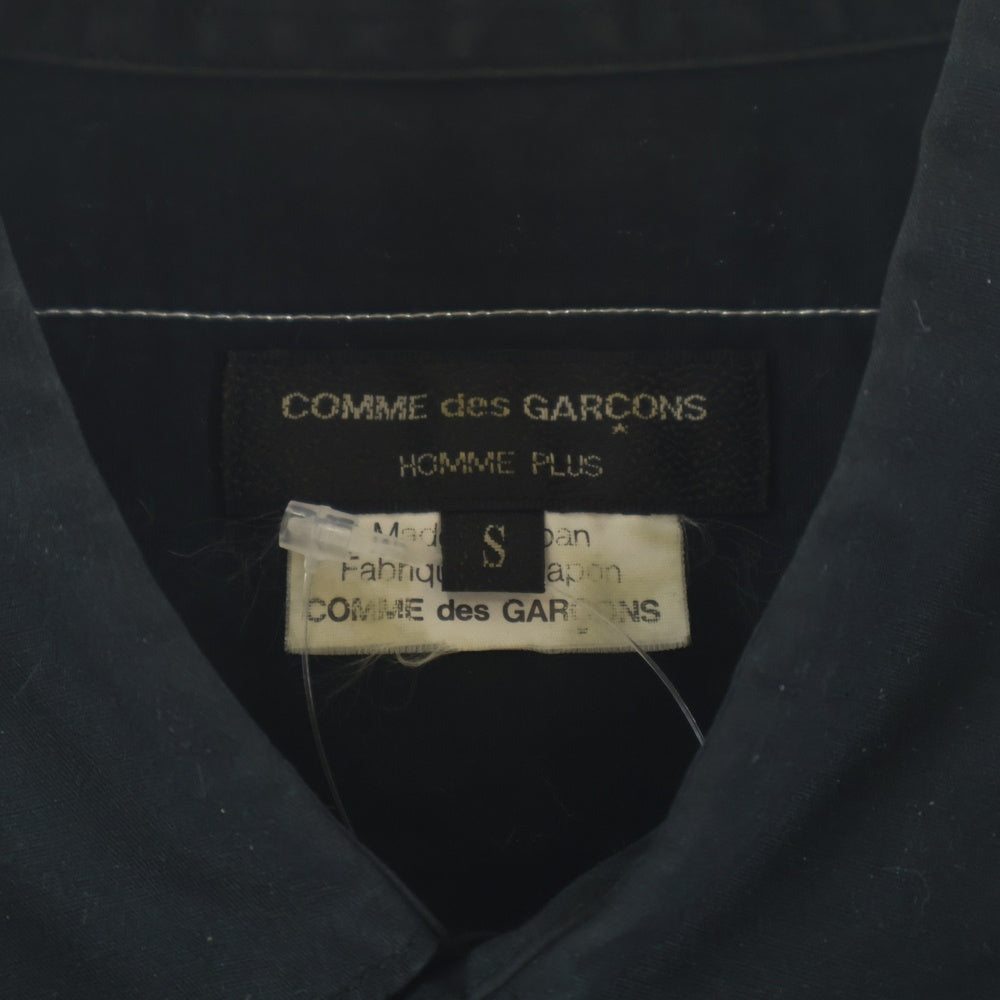 COMME des GARCONS HOMME PLUS(コムデギャルソンオムプリュス) 08AW AD2008 バックワッペン カットオフデザイン コットン 長袖シャツ ブラック PB-B004