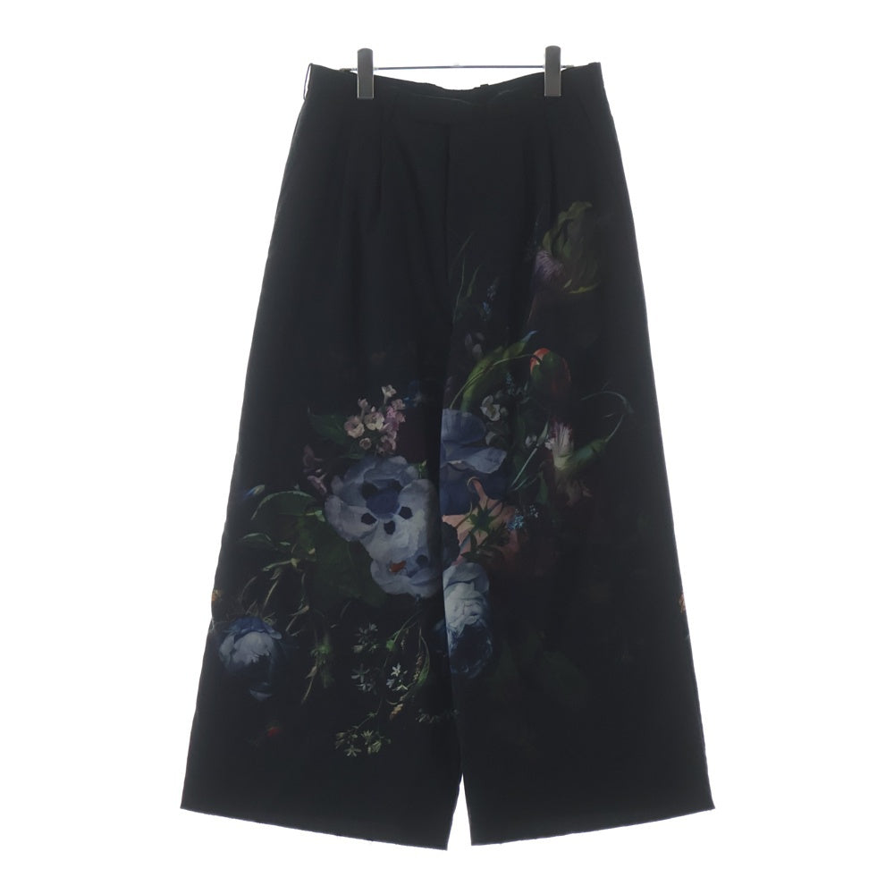 LAD MUSICIAN(ラッドミュージシャン) 19AW 2TUCK CROPPED WIDE SLACKS 花柄 2タック クロップド ワイドスラックス ブラック 2219-573