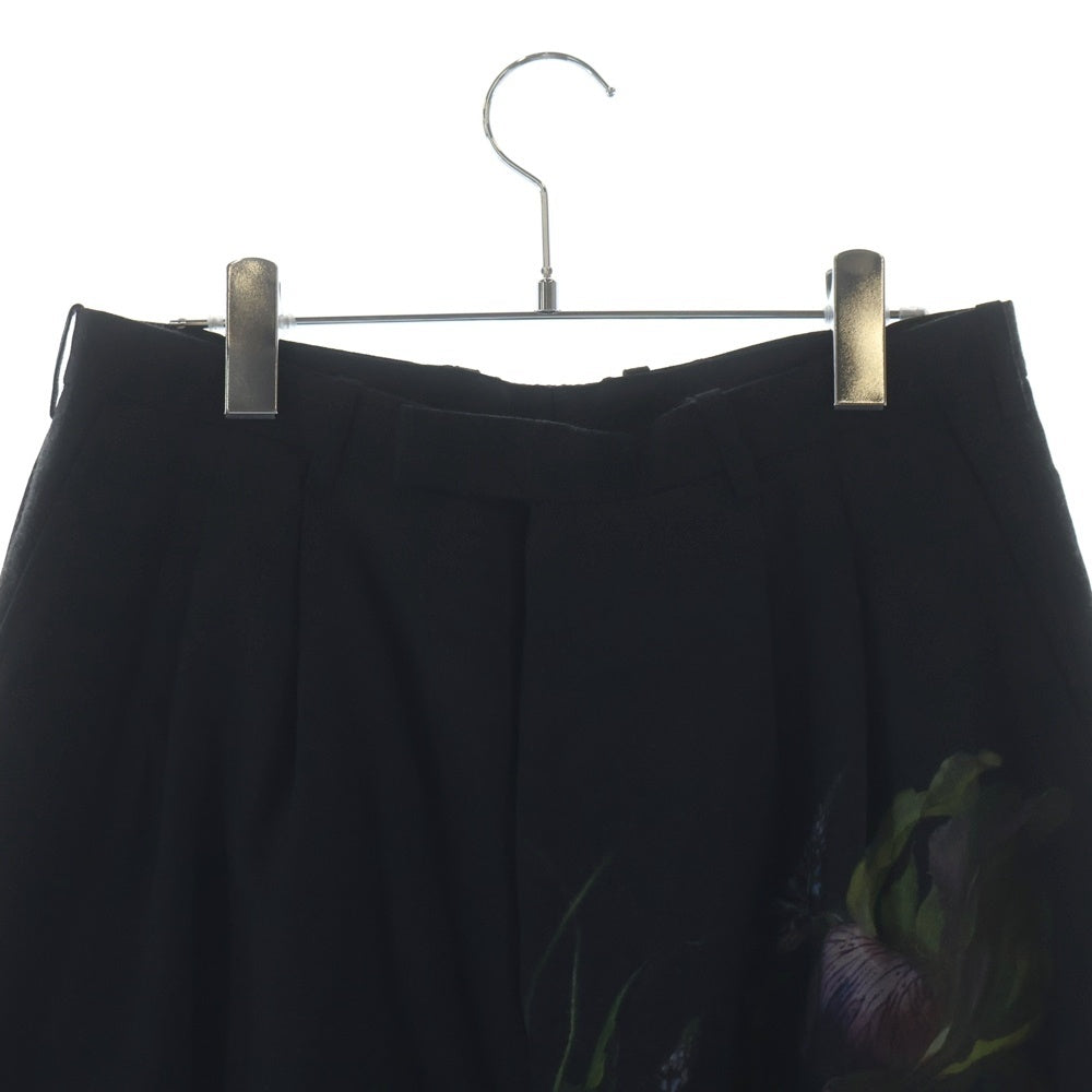 LAD MUSICIAN(ラッドミュージシャン) 19AW 2TUCK CROPPED WIDE SLACKS 花柄 2タック クロップド ワイドスラックス ブラック 2219-573