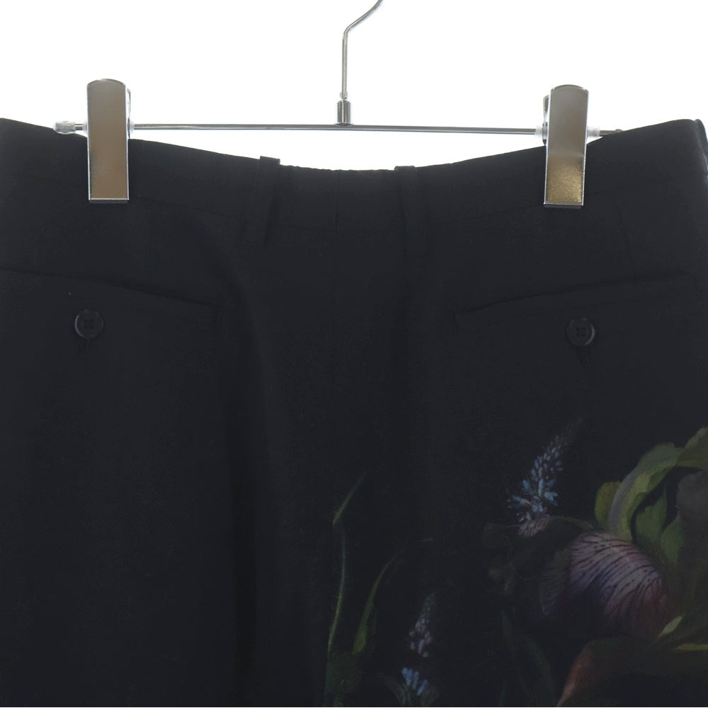 LAD MUSICIAN(ラッドミュージシャン) 19AW 2TUCK CROPPED WIDE SLACKS 花柄 2タック クロップド ワイドスラックス ブラック 2219-573