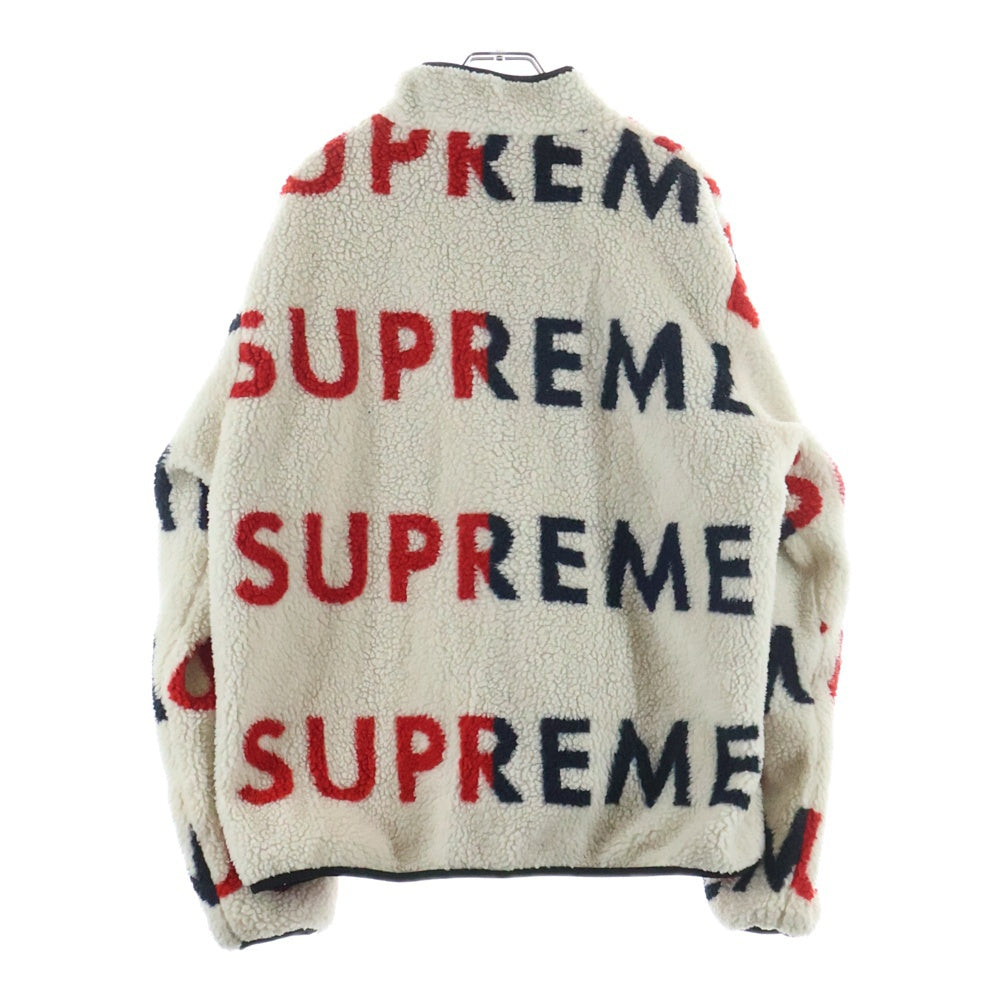 SUPREME(シュプリーム) 18AW Reversible Logo Fleece Jacket リバーシブル ロゴ総柄 フリースジャケット ホワイト/レッド