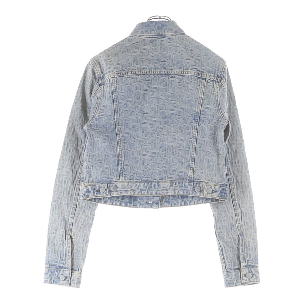 Acne Studios(アクネ ストゥディオズ) MONOGRAM JACQUARD DENIM JACKET モノグラム総柄刺繍 クロップド デニムトラッカージャケット レディース インディゴ FN-WN-OUTW000882