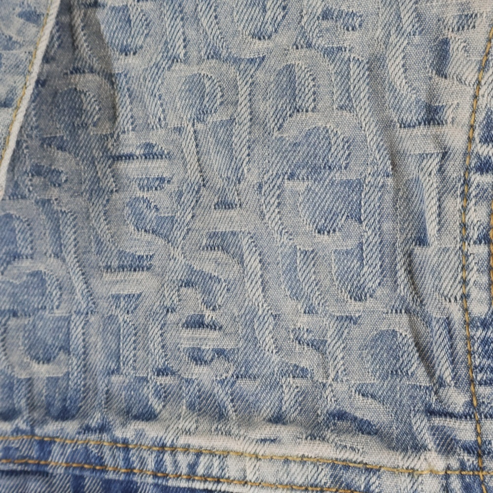 Acne Studios(アクネ ストゥディオズ) MONOGRAM JACQUARD DENIM JACKET モノグラム総柄刺繍 クロップド デニムトラッカージャケット レディース インディゴ FN-WN-OUTW000882