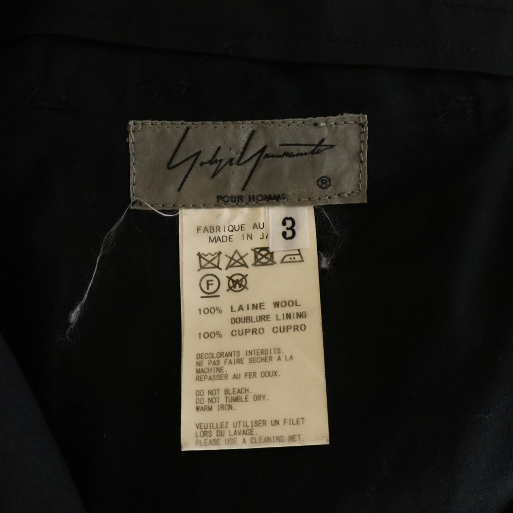 Yohji Yamamoto POUR HOMME(ヨウジヤマモト プールオム) 17AW 1タック ストレート ウールスラックスパンツ ブラック HK-P22-100
