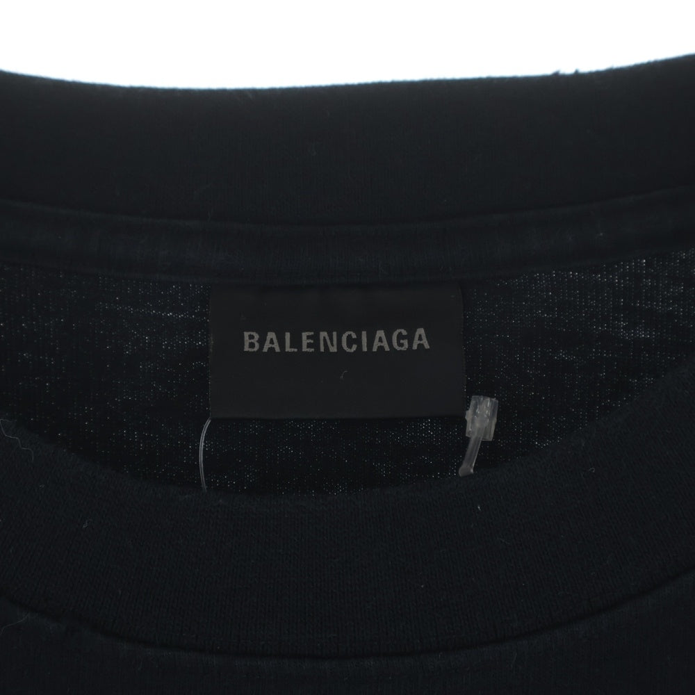BALENCIAGA(バレンシアガ) 23AW HAND DRAWN POLITICAL CAMPAIGN ハンドドローン ポリティカル キャンペーン 両面プリント ロゴ オーバーサイズ 半袖Tシャツ ブラック 641655 TNVE7