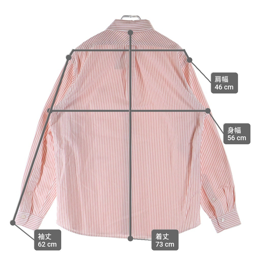 HUMAN MADE(ヒューマンメイド) ロゴワッペン ストライプ ボタンダウンカラー ロングスリーブ ボタンアップシャツ レッド HM28SH007
