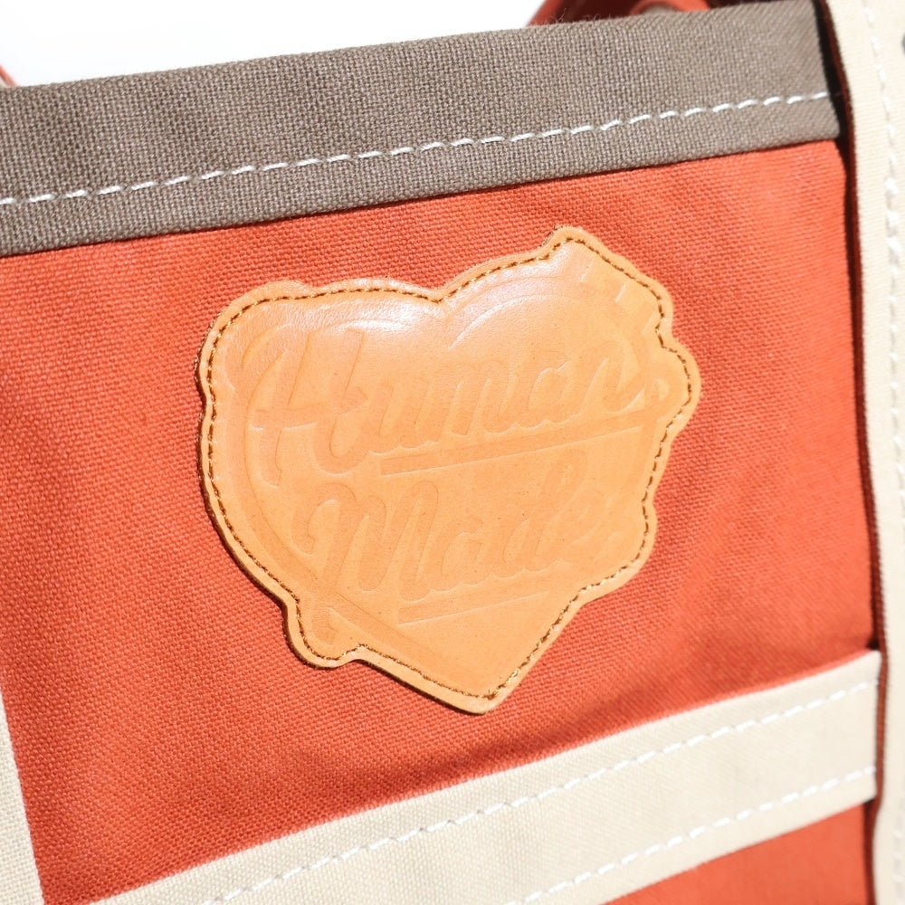 HUMAN MADE(ヒューマンメイド) CANVAS TOTE レザーロゴパッチ キャンバストート ショルダーハンドバッグ オレンジ