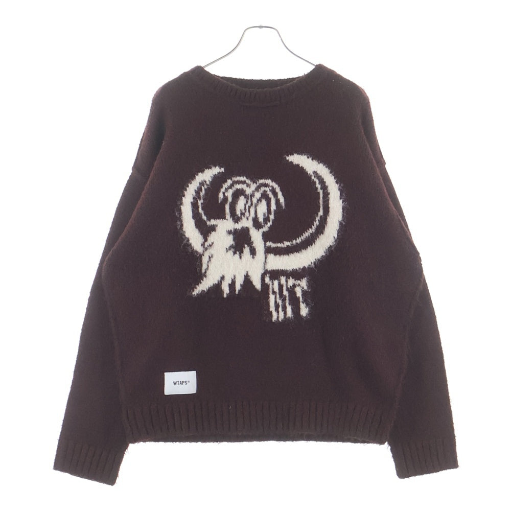WTAPS(ダブルタップス) 25AW CREW NECK BVO / SWEATER / WOPL ウール混 クルーネックニットセーター バーガンディ 252MADT-KNM02