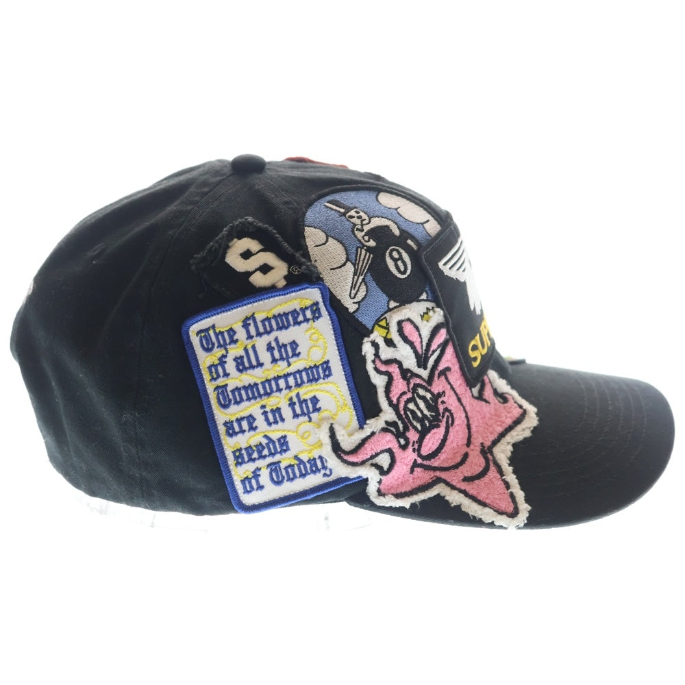 SUPREME(シュプリーム) 25SS Patches 6-Panel パッチズ 6パネル パッチワークデザイン キャップ 帽子 ブラック