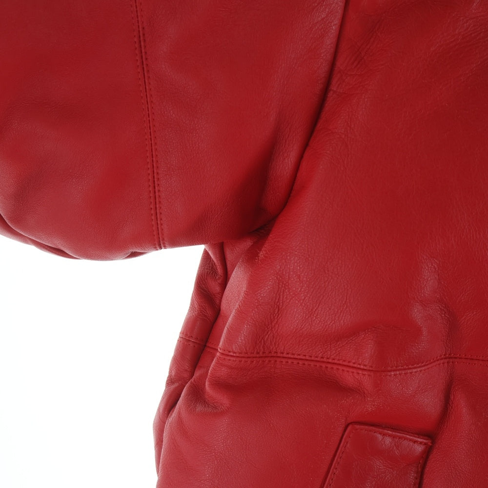 SUPREME(シュプリーム) 17AW ×THE NORTH FACE Leather Nuptse Jacket ノースフェイス レザーヌプシダウンジャケット レッド/ブラック NF0A3CAD