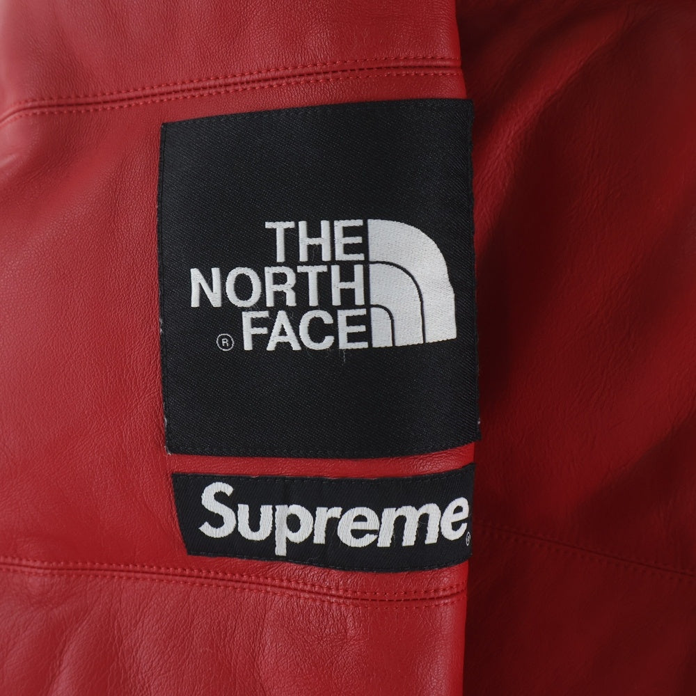 SUPREME(シュプリーム) 17AW ×THE NORTH FACE Leather Nuptse Jacket ノースフェイス レザーヌプシダウンジャケット レッド/ブラック NF0A3CAD
