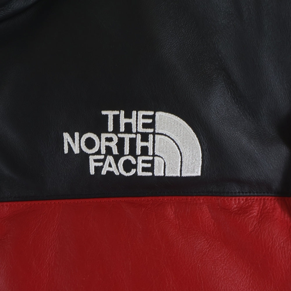 SUPREME(シュプリーム) 17AW ×THE NORTH FACE Leather Nuptse Jacket ノースフェイス レザーヌプシダウンジャケット レッド/ブラック NF0A3CAD