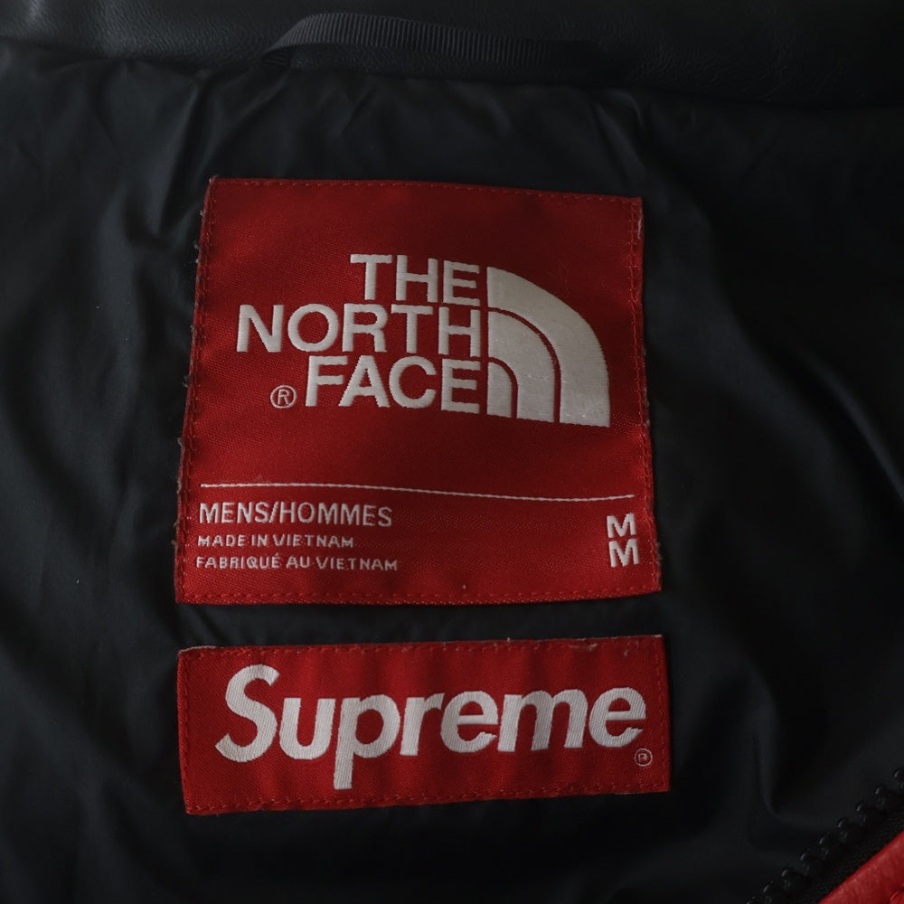 SUPREME(シュプリーム) 17AW ×THE NORTH FACE Leather Nuptse Jacket ノースフェイス レザーヌプシダウンジャケット レッド/ブラック NF0A3CAD