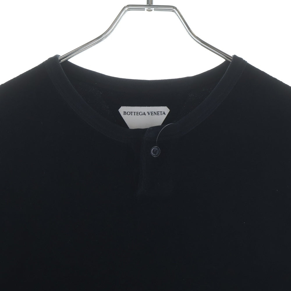 BOTTEGA VENETA(ボッテガヴェネタ) ヘンリーネック パイル地 半袖Tシャツ カットソー ブラック 656849 V0UE0