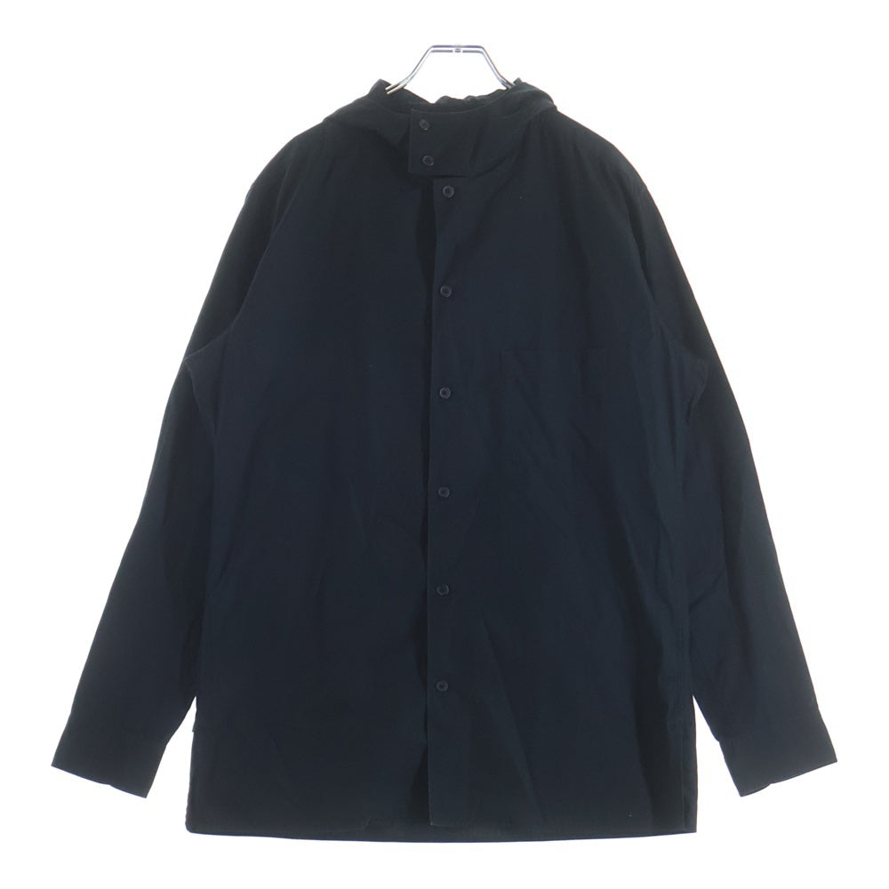 Yohji Yamamoto POUR HOMME(ヨウジヤマモト プールオム) フーデッドデザイン コットン 長袖シャツ ブラック HG-B66-096