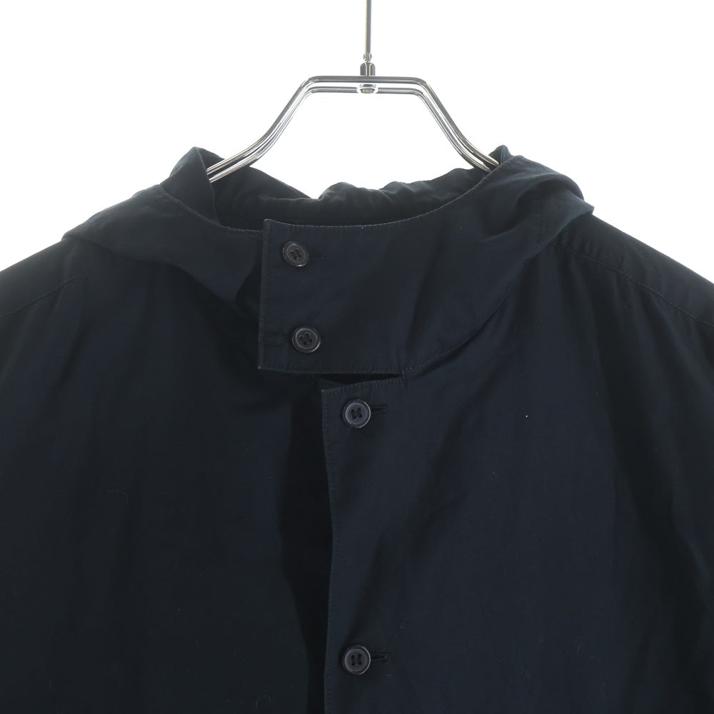 Yohji Yamamoto POUR HOMME(ヨウジヤマモト プールオム) フーデッドデザイン コットン 長袖シャツ ブラック HG-B66-096