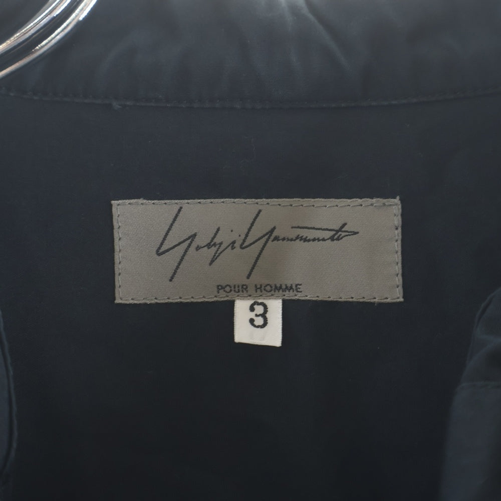 Yohji Yamamoto POUR HOMME(ヨウジヤマモト プールオム) フーデッドデザイン コットン 長袖シャツ ブラック HG-B66-096