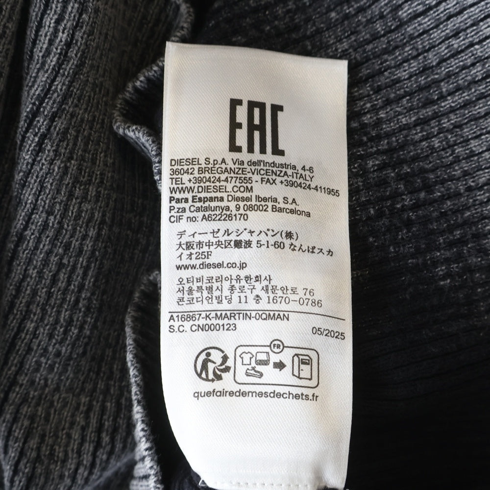 DIESEL(ディーゼル) 25SS K-MARTIN ケーマーティン コットンリブニット セーター グレー A16867 0QMAN