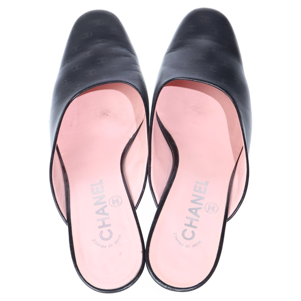 CHANEL(シャネル) ココマーク レザーミュール サンダル ブラック/ピンク レディース
