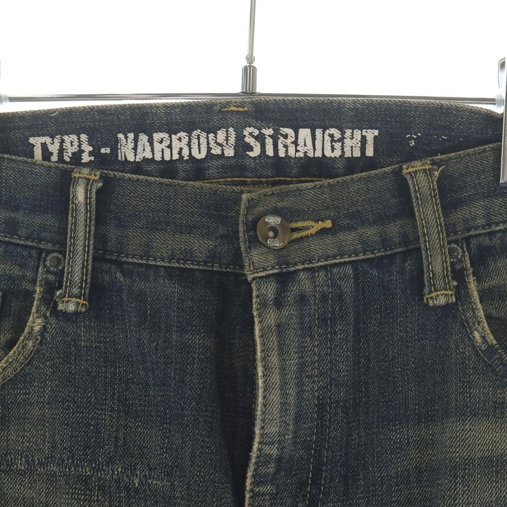 NEIGHBORHOOD(ネイバーフッド) 10AW BEYOND.SAVAGE.MARROW/14OZ-PT ダメージ加工 ジップフライ ストレートパンツ インディゴ 102DCNH-PTM13