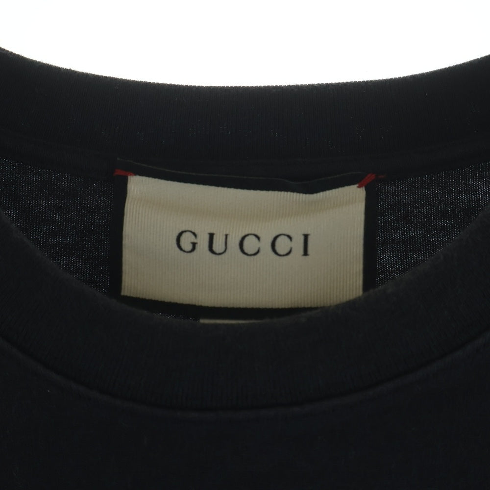 GUCCI(グッチ) ブレードロゴプリント クルーネック半袖Tシャツ カットソー ブラック 565806