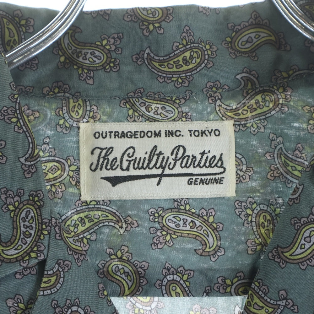 WACKO MARIA(ワコマリア) 18AW PAISLEY OPEN COLLAR SHIRT ペイズリー柄 フロントポケット オープンカラー 長袖シャツ グリーン