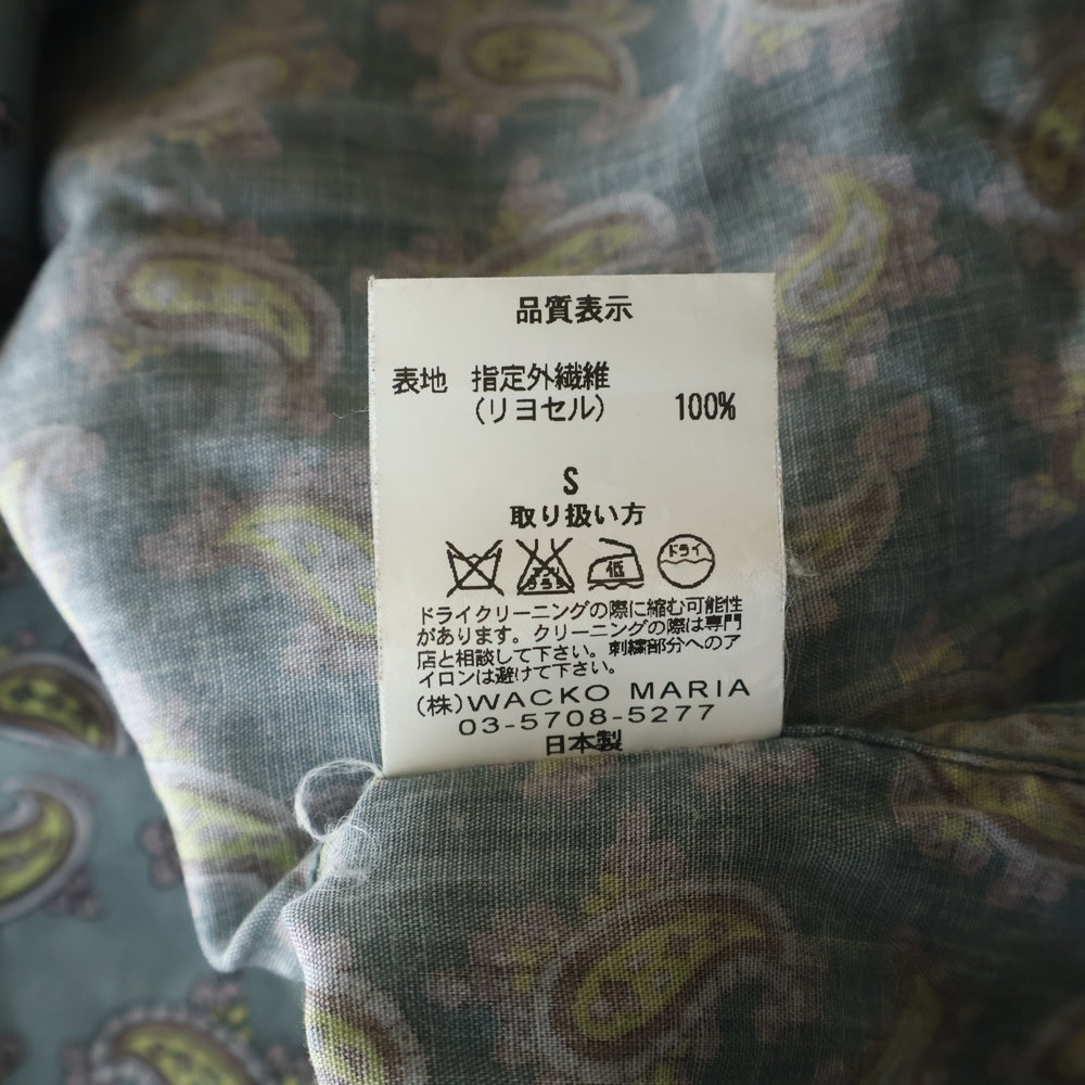 WACKO MARIA(ワコマリア) 18AW PAISLEY OPEN COLLAR SHIRT ペイズリー柄 フロントポケット オープンカラー 長袖シャツ グリーン