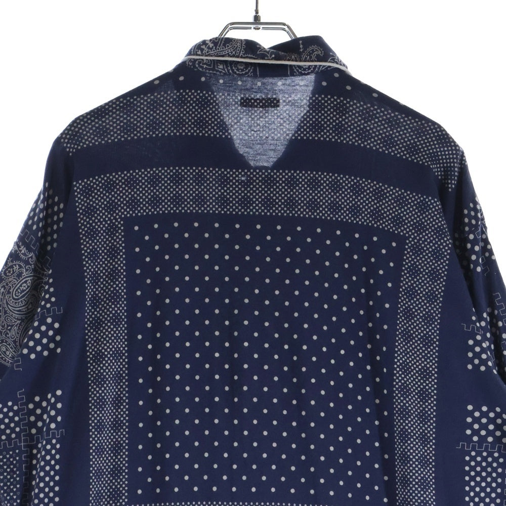 KAPITAL(キャピタル) リネン ペイズリー柄 ボタンフライ オールインワン つなぎ ネイビー