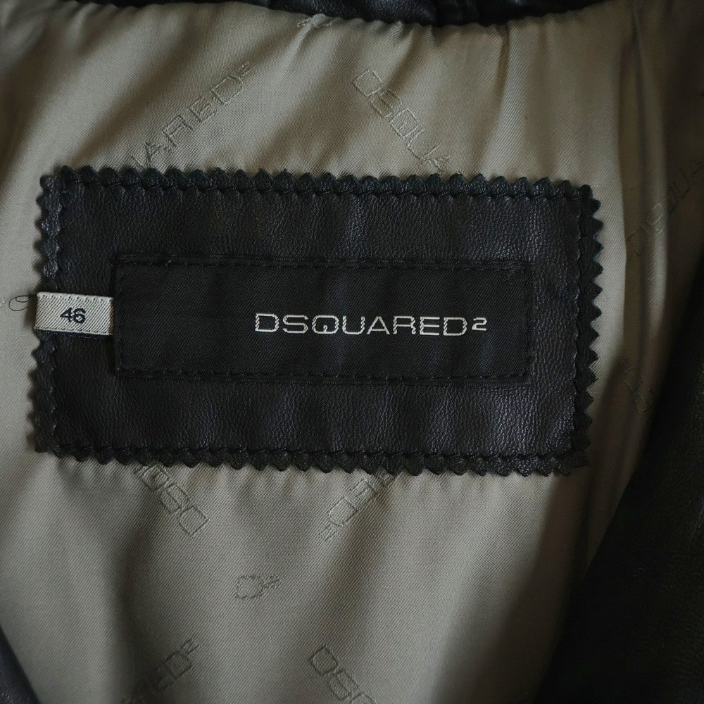 DSQUARED2(ディースクエアード) 07AW ARCHIVE アーカイブ ロゴエンボス レザー ダウンジャケット ブラック