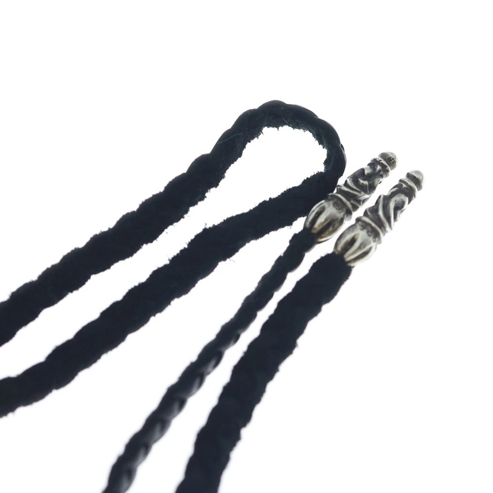 CHROME HEARTS(クロムハーツ) LEATHER BRAID SCROLL ネックレス レザーブレイドネックレス ブラック/シルバー BCA377 レディース