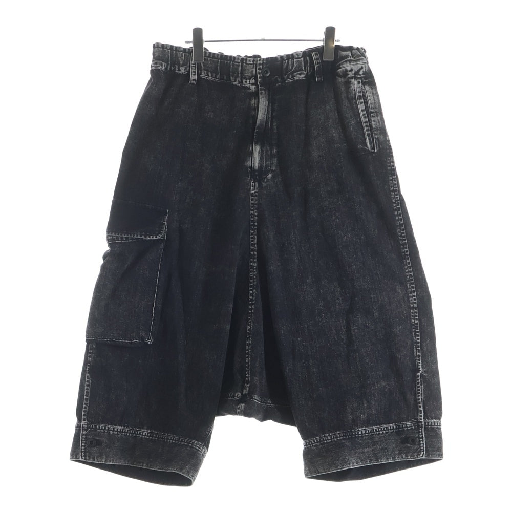 Y's(ワイズ) 8OZ DENIM CHEMICAL WASH HEM CUFFS SAROUEL PANTS エイトオンス ケミカルウォッシュ ヘムカフス サルエルデニムパンツ レディース ブラック YK-P23-008