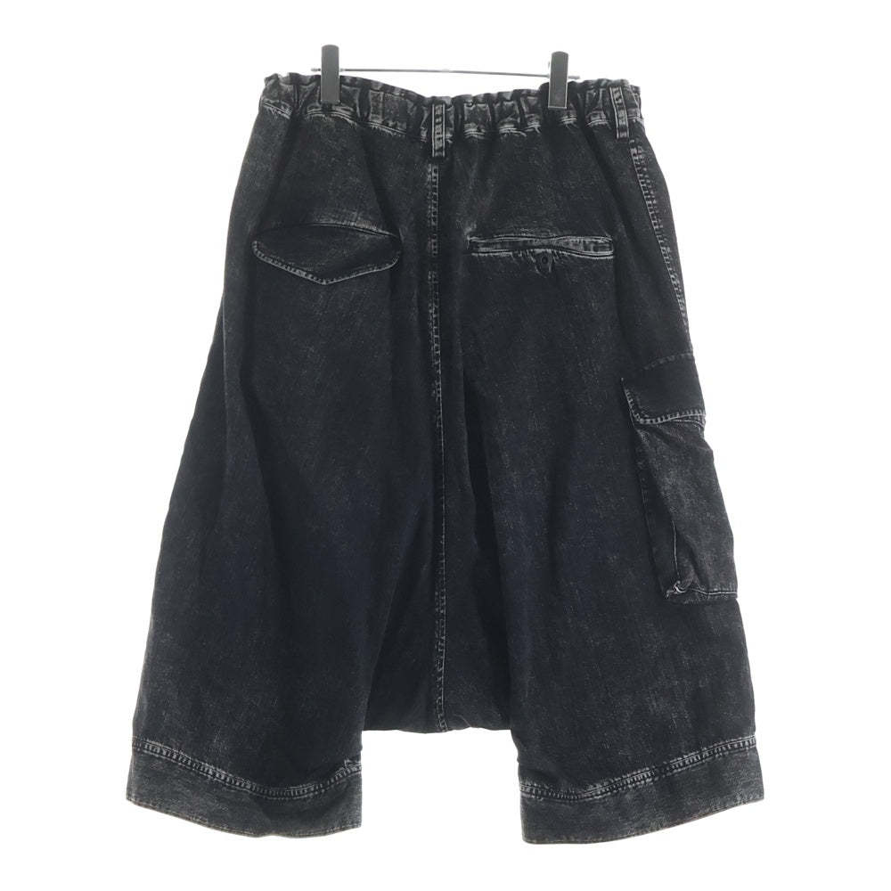Y's(ワイズ) 8OZ DENIM CHEMICAL WASH HEM CUFFS SAROUEL PANTS エイトオンス ケミカルウォッシュ ヘムカフス サルエルデニムパンツ レディース ブラック YK-P23-008