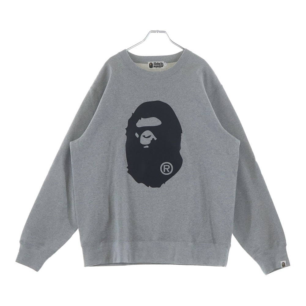 A BATHING APE(アベイシングエイプ) BIG APE HEAD CREWNECK SWEATSHIRT ビッグ エイプ ヘッド クルーネック スウェット グレー 1M30113006
