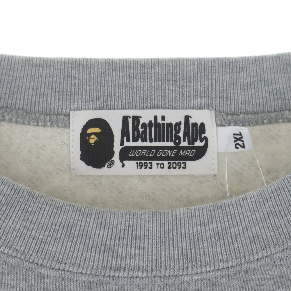 A BATHING APE(アベイシングエイプ) BIG APE HEAD CREWNECK SWEATSHIRT ビッグ エイプ ヘッド クルーネック スウェット グレー 1M30113006