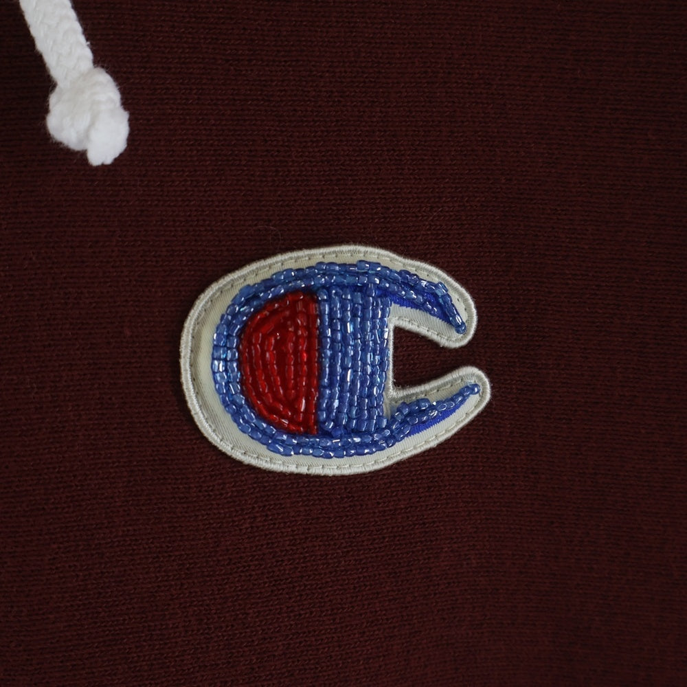 CHAMPION(チャンピオン) 25AW×UNDERCOVER REVERSE WEAVE アンダーカバー リバースウィーブ ビーズロゴ プルオーバー パーカー レッド CWSC124