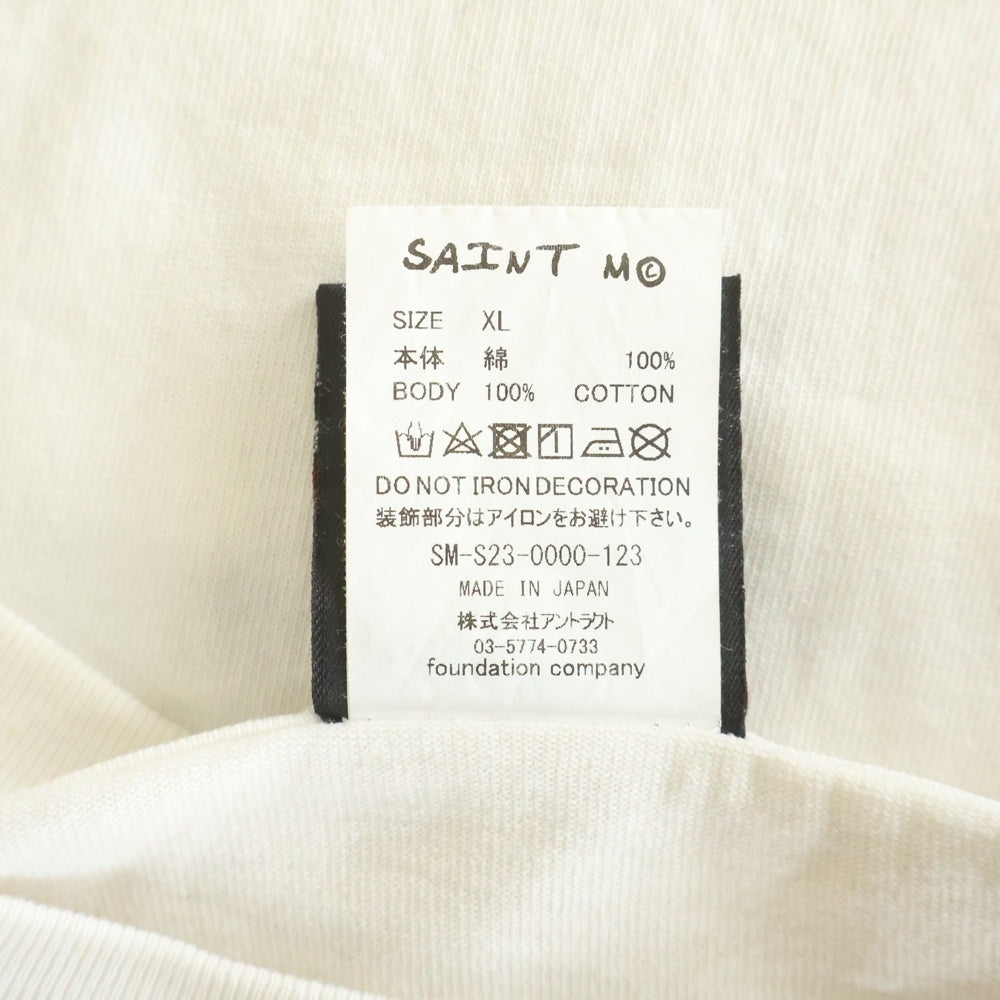 SAINT MICHAEL(セントマイケル) 23SS DS_SS TEE アリスインワンダーランド クルーネック半袖Tシャツ カットソー ホワイト SM-S23-0000-123
