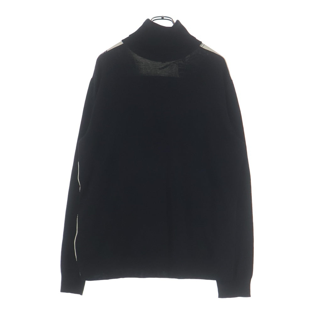 HERMES(エルメス) SOIE DECADREE ウール シルクプリント タートルネックニット セーター ブラック