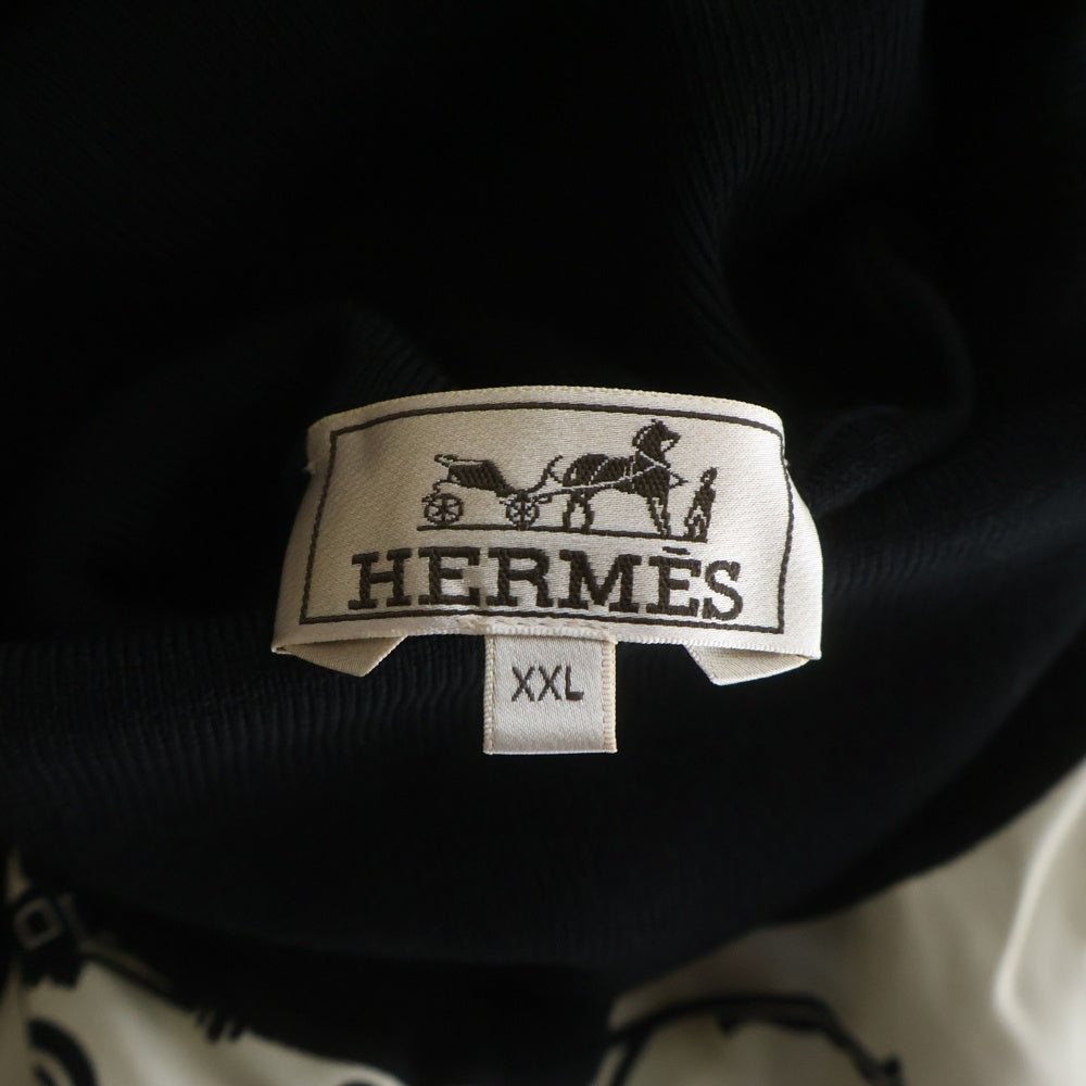 HERMES(エルメス) SOIE DECADREE ウール シルクプリント タートルネックニット セーター ブラック